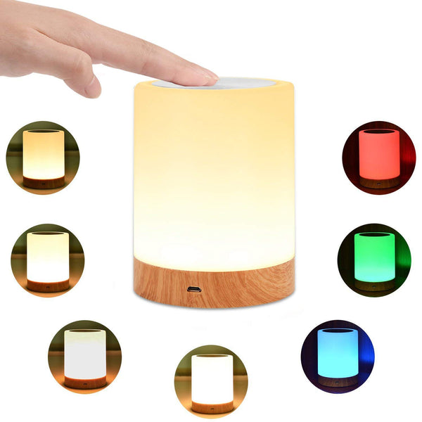 KMASHI Night Light, Bedside Table Lamps for Bedrooms, LED Rechargeable Portable Touch Lamp with Dimmable 2800K-3100K Warm White Light & Color Changing RGB
