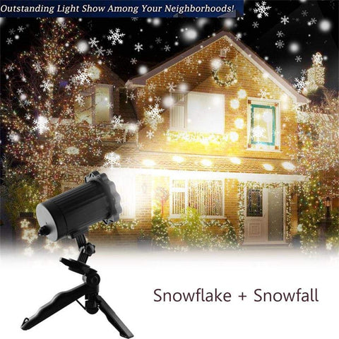 KMASHI Christmas Projector Light, Snowflake Projector Light Snowfall Light Fairy Light Show Waterproof Rotating Spotlight Projection for Christmas Halloween Party Wedding Outdoor Garden Decorations