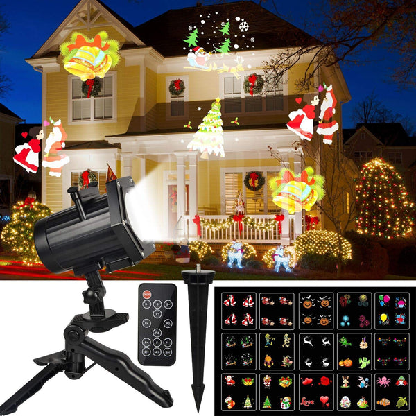 KMASHI Christmas Light, Dynamic Outdoor Christmas Projector Light 15 Switchable Pattern, RF Remote Control and Timer, Waterproof Holiday Decoration Light for Halloween Christmas Wedding Birthday Party
