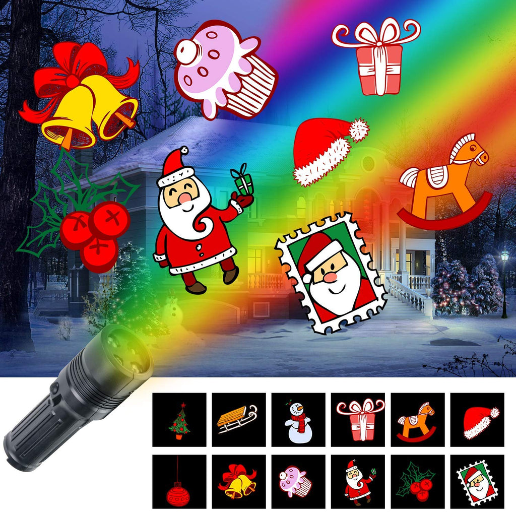KMASHI Christmas Light, LED Portable Flashlight Build in 12 Rotatable
